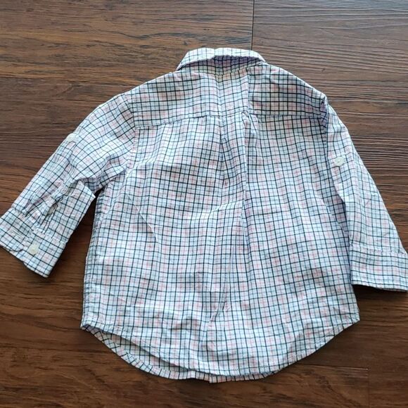 Janie and Jack Baby Preppy Casual Trendy Pink Blue Plaid Dress Shirt Size 3-6mo - Picture 3 of 3